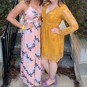 Light pink floral maxi dress